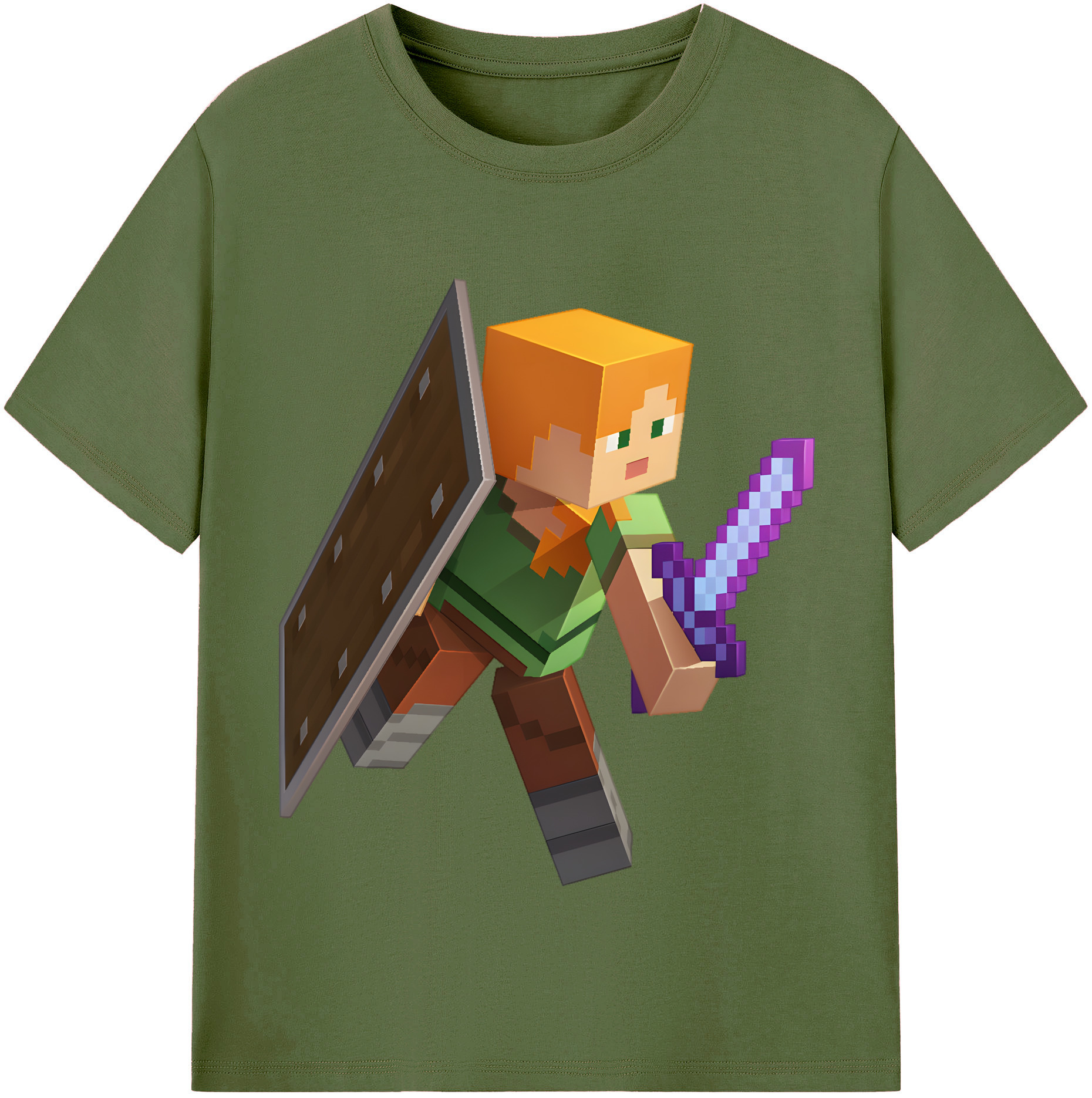 （画像用） マインクラフト ブロックの世界 Minecraft MC Block world 綿100％半袖Tシャツ（フロントプリント）